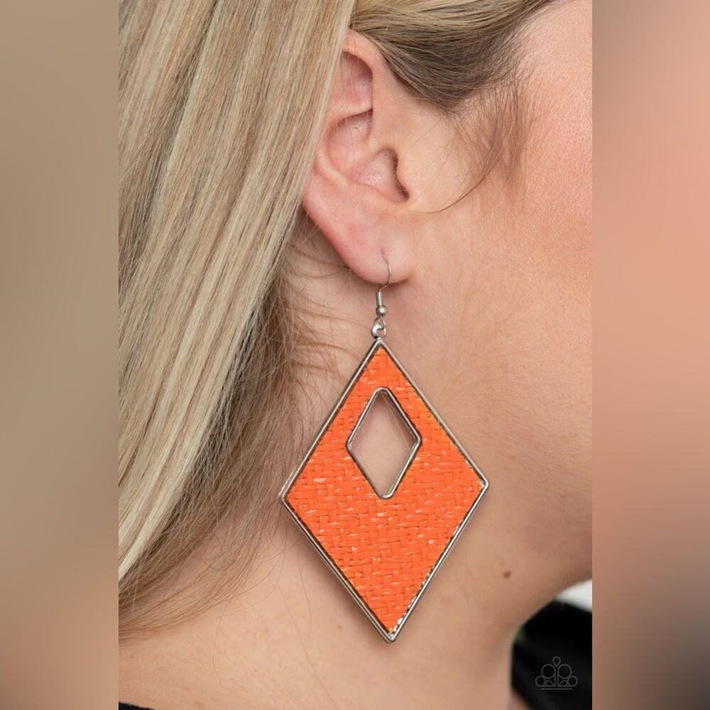 Woven Wanderer Orange Earrings (90)